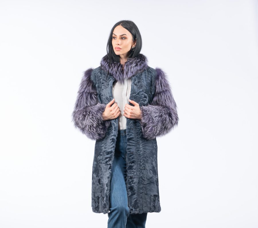 Astrakhan Fur Jacket With Fox Fur Sleeves And Collar