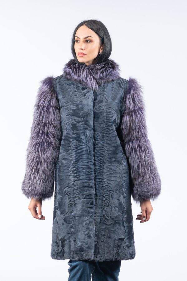 Astrakhan Fur Jacket With Fox Fur Sleeves And Collar