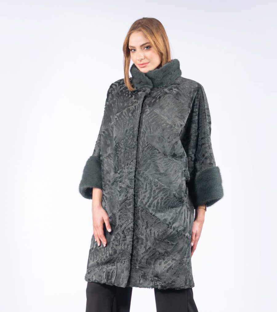 Laurel Green Astrakhan Fur Jacket