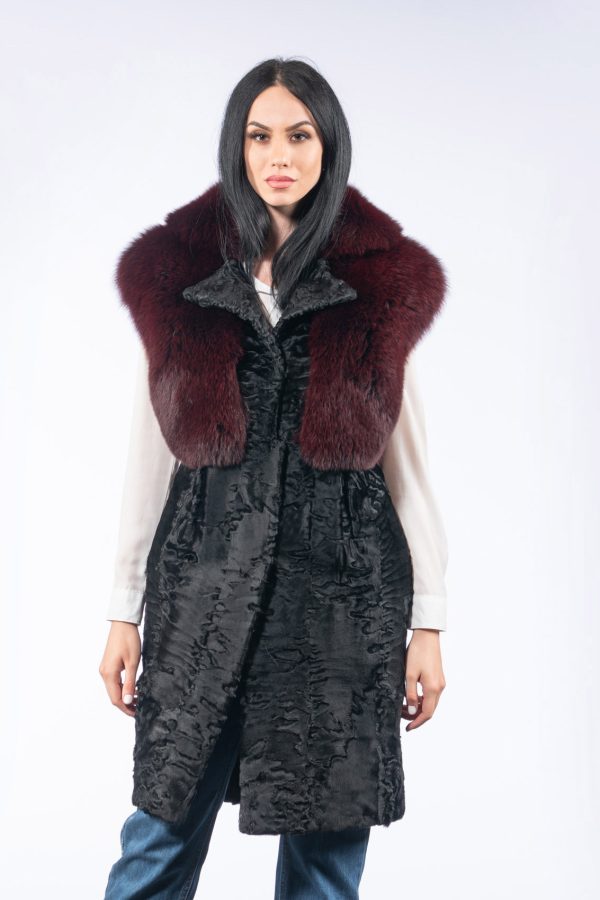 Astrakhan Fur Vest With Fox Collar