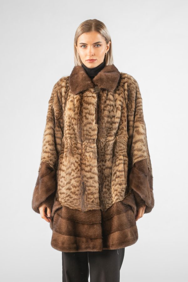 Ocelot Fur Jacket with Mink Fur Details