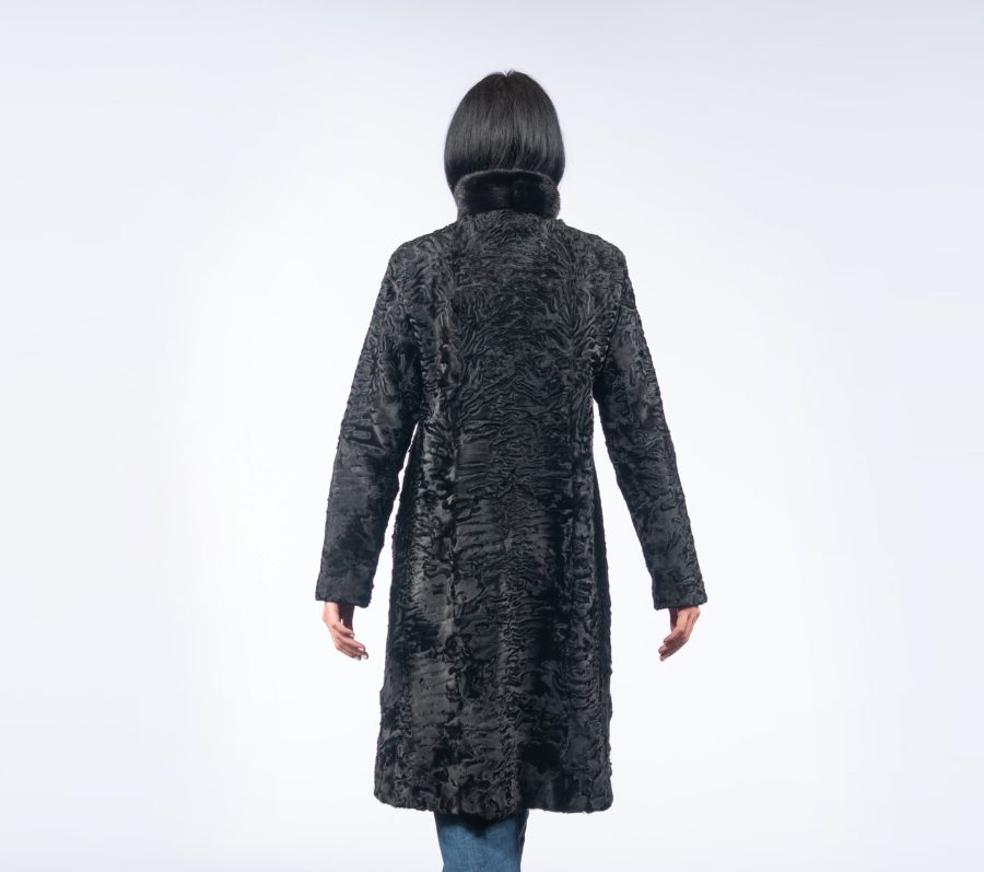Astrakhan Fur Jacket With Short Mink Collar