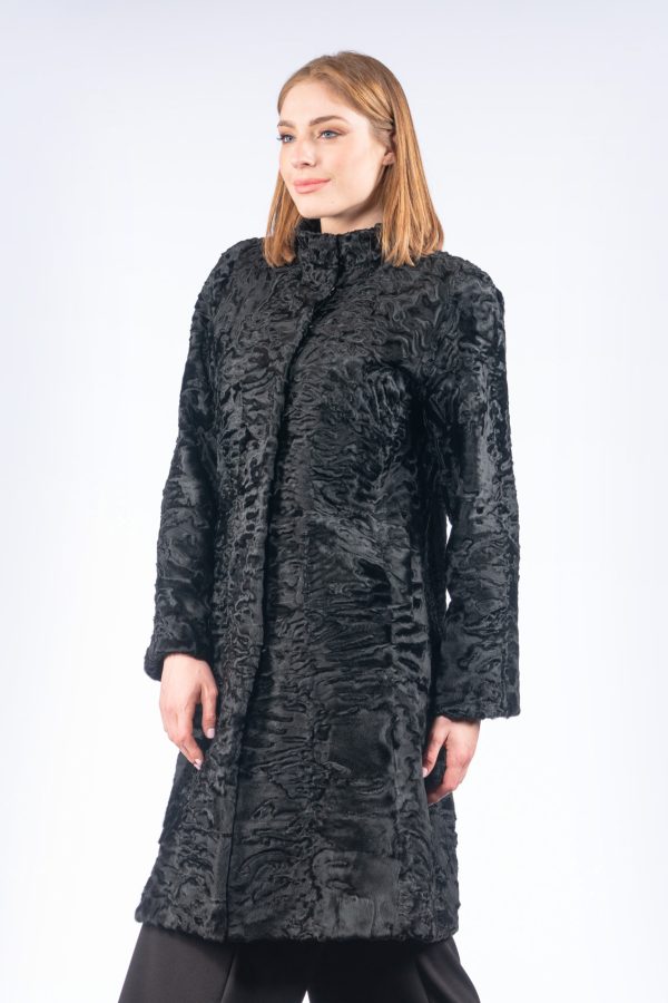 Astrakhan Fur Jacket In Black Color