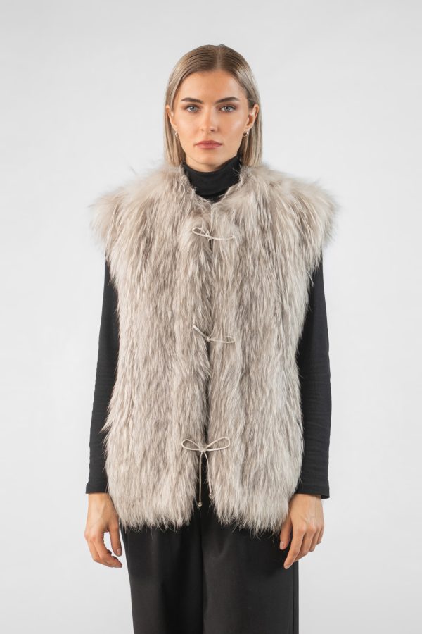 Fox Fur Vest in Light Grey Color