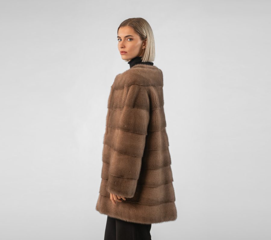 Mink Fur Jacket in Light Brown Color