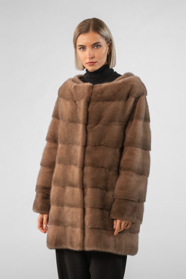 Mink Fur Jacket in Light Brown Color
