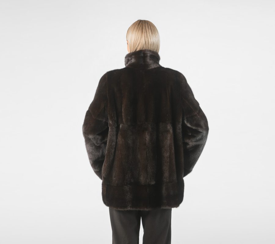 Mink Fur Jacket in Dark Brown Color