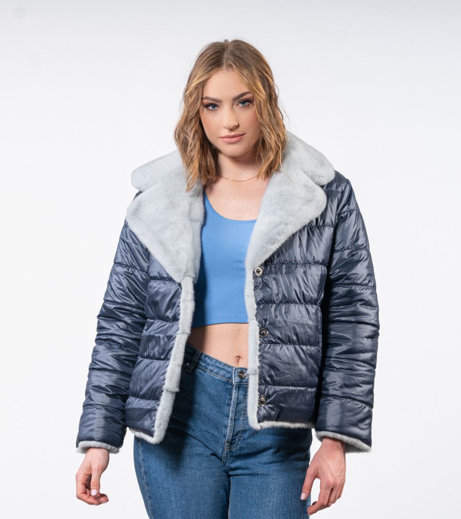 Reversible Mink Fur Parka With Notched Collar