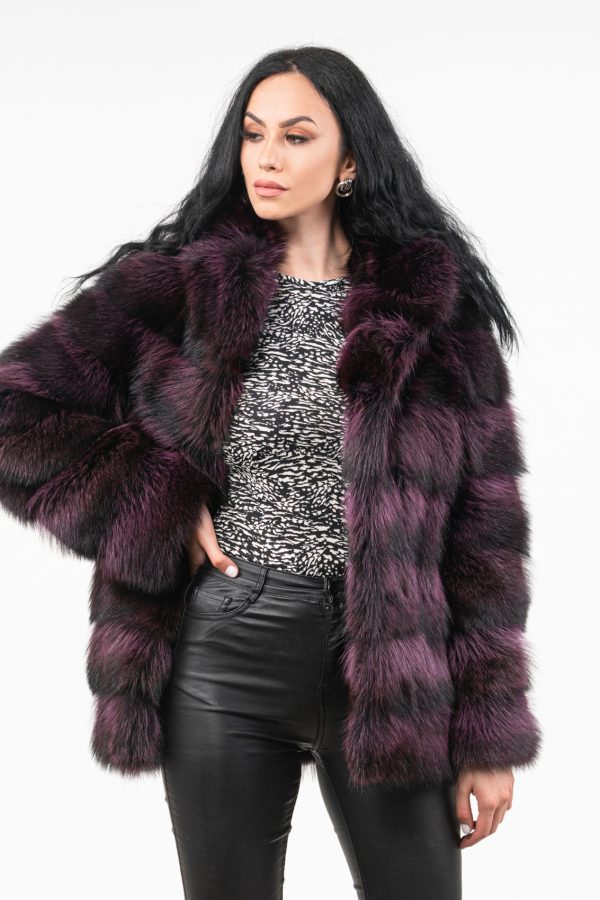Purple And Black Raccoon Fur Jacket