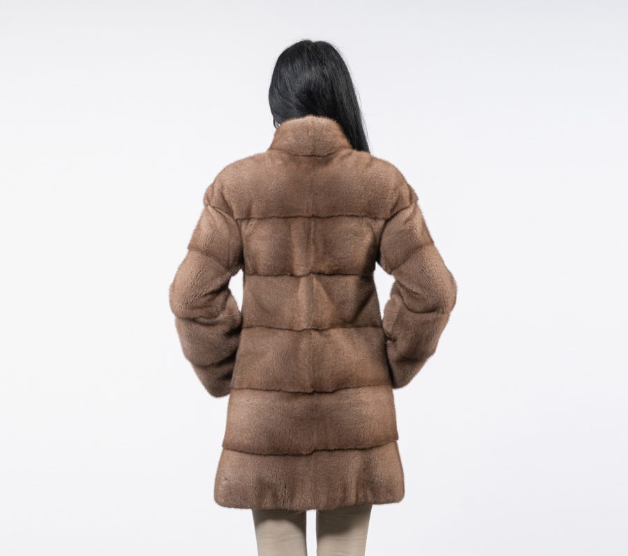 Horizontal Layer Pastel Mink Fur Coat