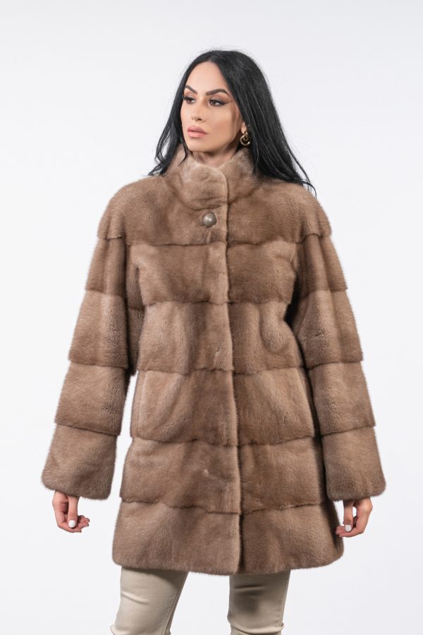 Horizontal Layer Pastel Mink Fur Coat