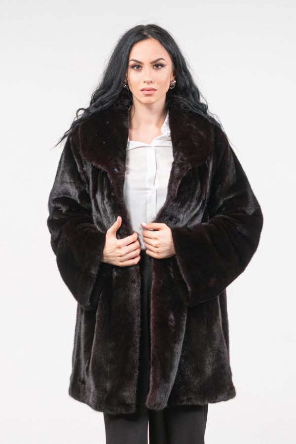 Dark Burgundy Mink Fur Jacket