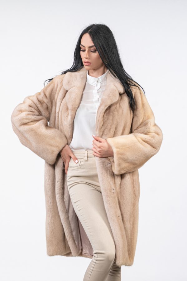 Palomino Mink Fur Jacket With Notched Collar