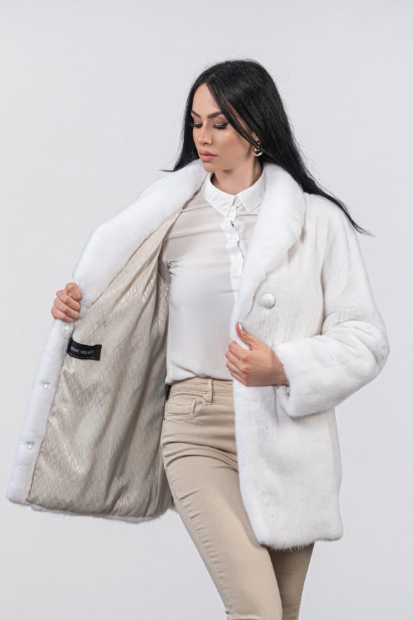 Belted White Mink Fur Jacket