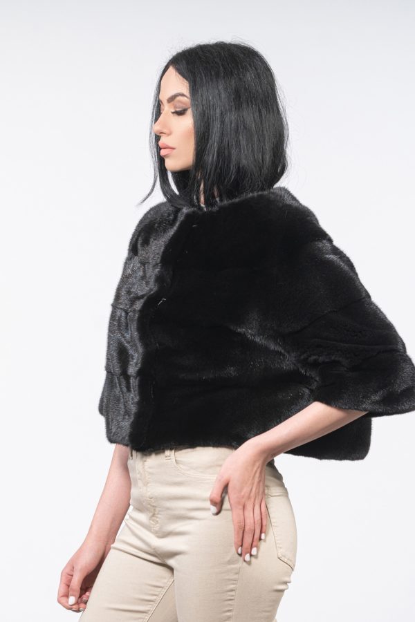 Black Short Velvet Mink Fur Jacket