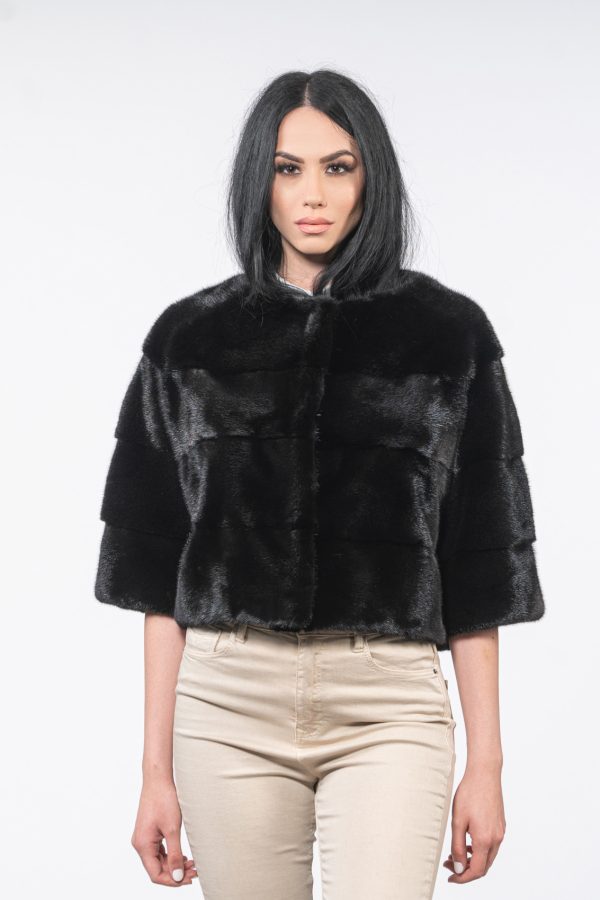 Black Short Velvet Mink Fur Jacket