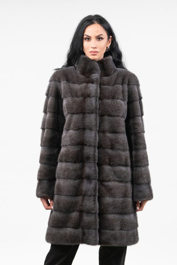 Mink Fur Jacket With Stand Up Collar
