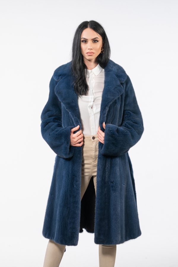 Sky Blue Male Mink Fur Coat