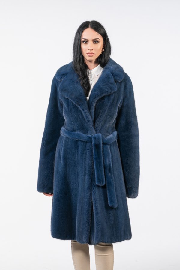 Sky Blue Male Mink Fur Coat