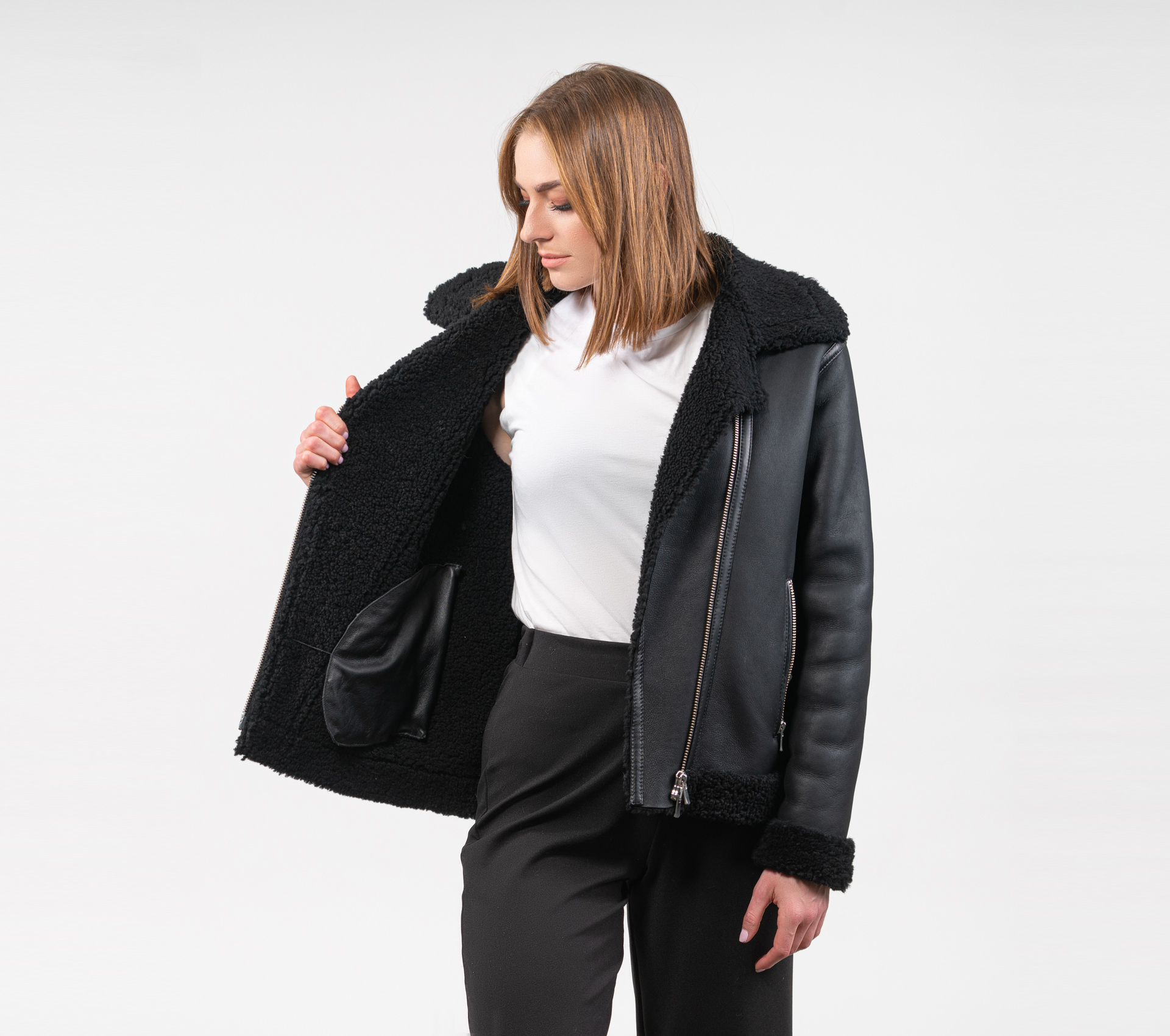 Black Nappa Sheepskin Jacket - 100% Real Fur - Haute Acorn