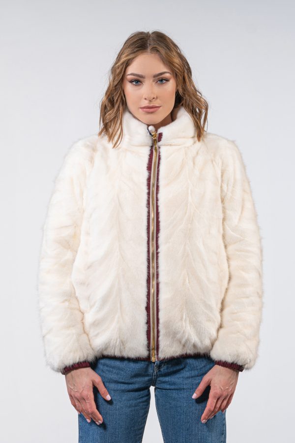 Reversible Mink Fur Parka With Stand Up Collar