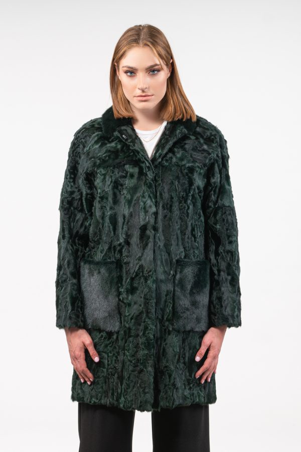 Cypress Green Astrakhan Fur Jacket