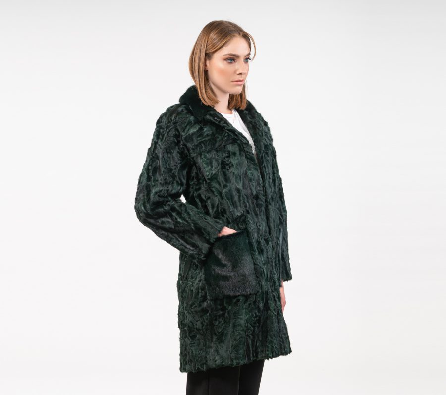 Cypress Green Astrakhan Fur Jacket