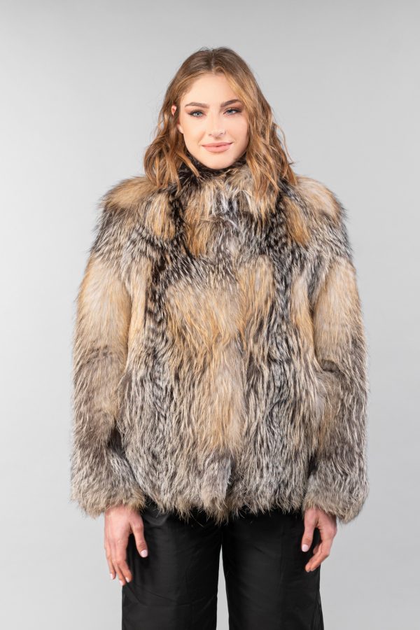 Collarless Gross Fox Fur Jacket