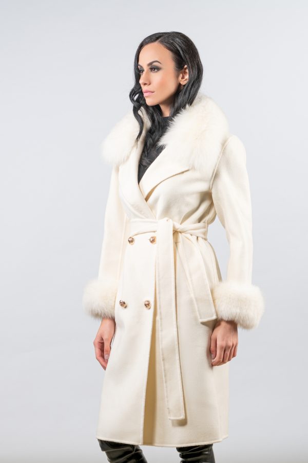 Cashmere Wool Button Front Coat