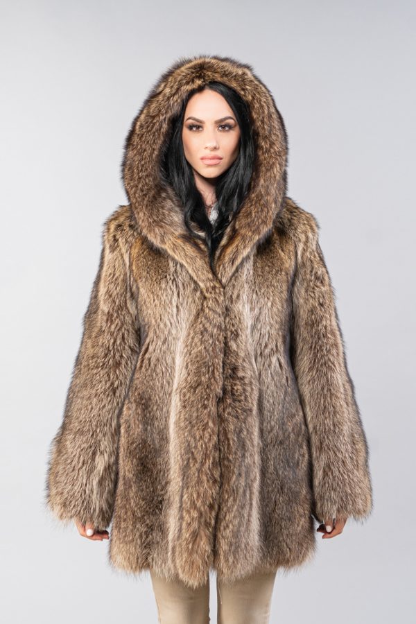 Raccoon Fur Jacket With Hood