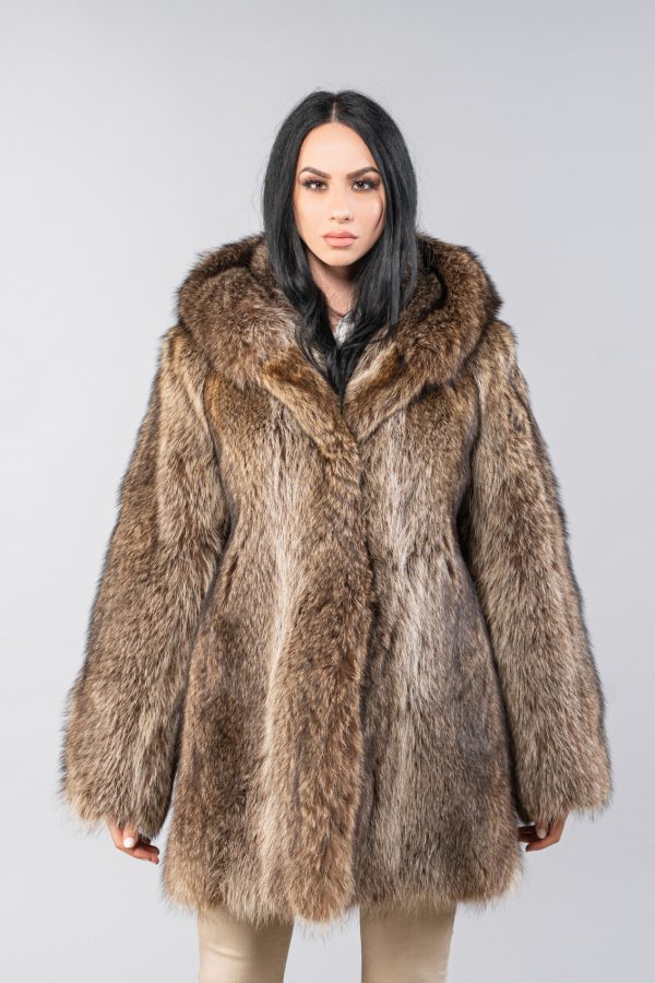 Raccoon Fur Jacket With Hood