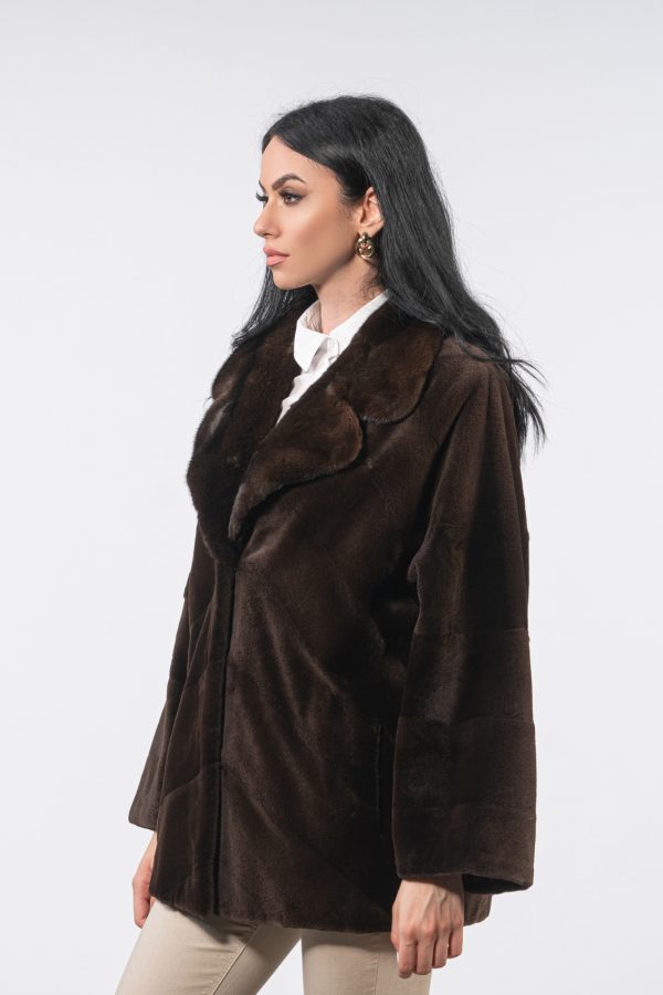 Chocolate Brown Female Mink Fur Jacket