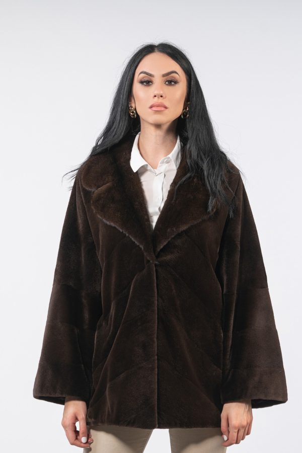 Chocolate Brown Female Mink Fur Jacket