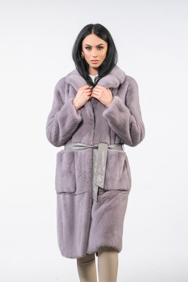 Purple Gray Mink Fur Coat