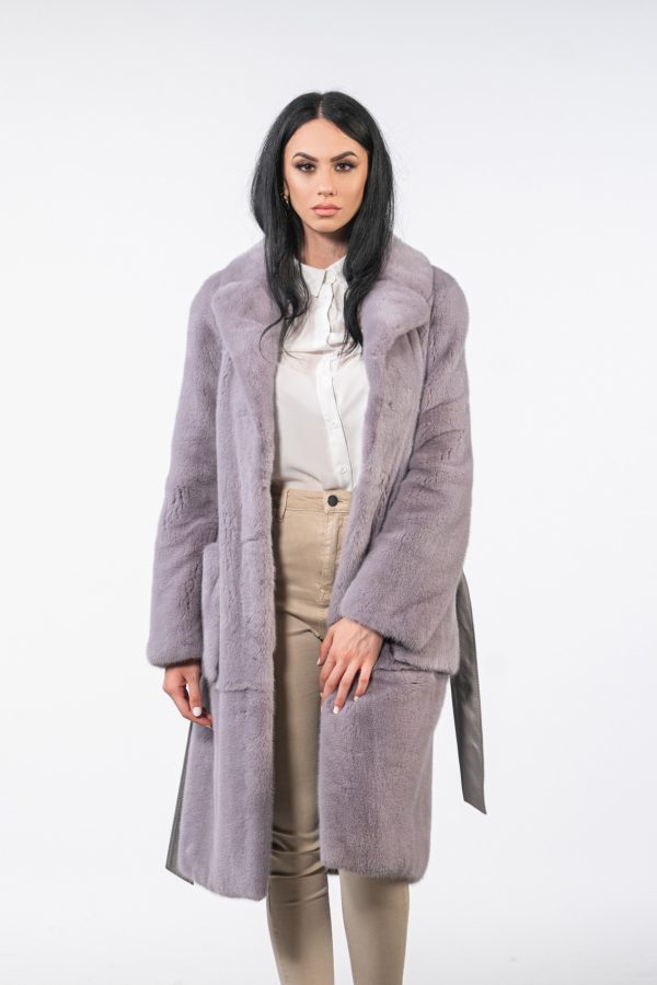 Purple Gray Mink Fur Coat