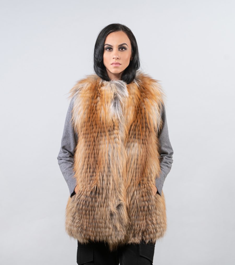 Real Red Fox Fur Vest