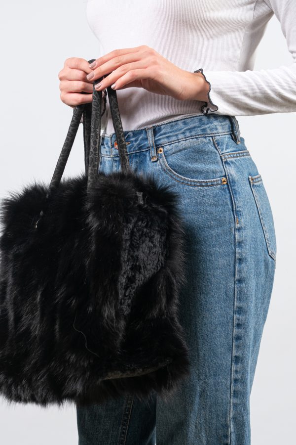 Black Fox Fur Handbag