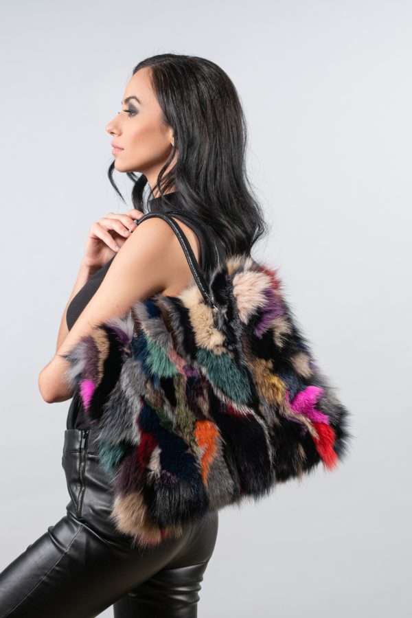 Colorful Fox Fur Handbag