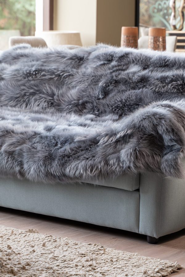 Gray Raccoon Fur Blanket
