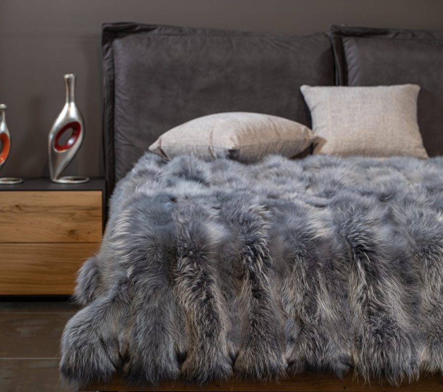 Gray Raccoon Fur Blanket