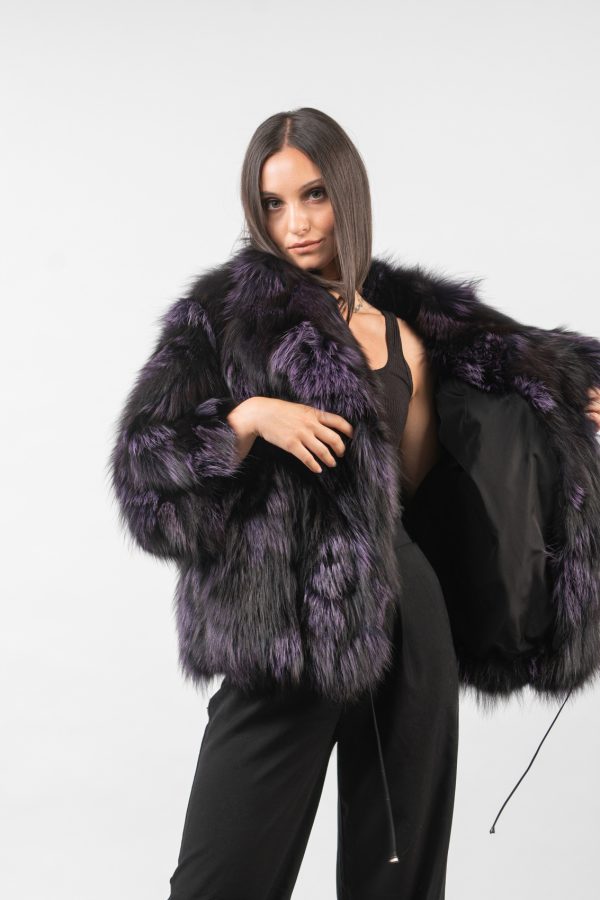 Royal Purple Short Fox Fur Jacket