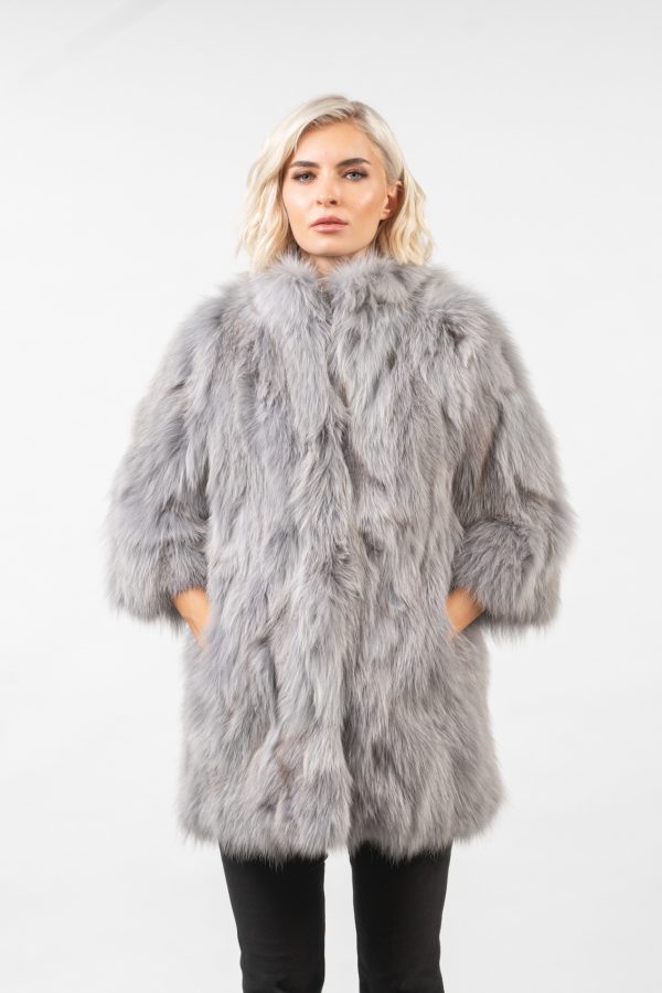 Dusty Grey Fox Fur Jacket