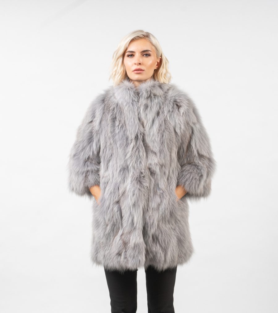 Dusty Grey Fox Fur Jacket