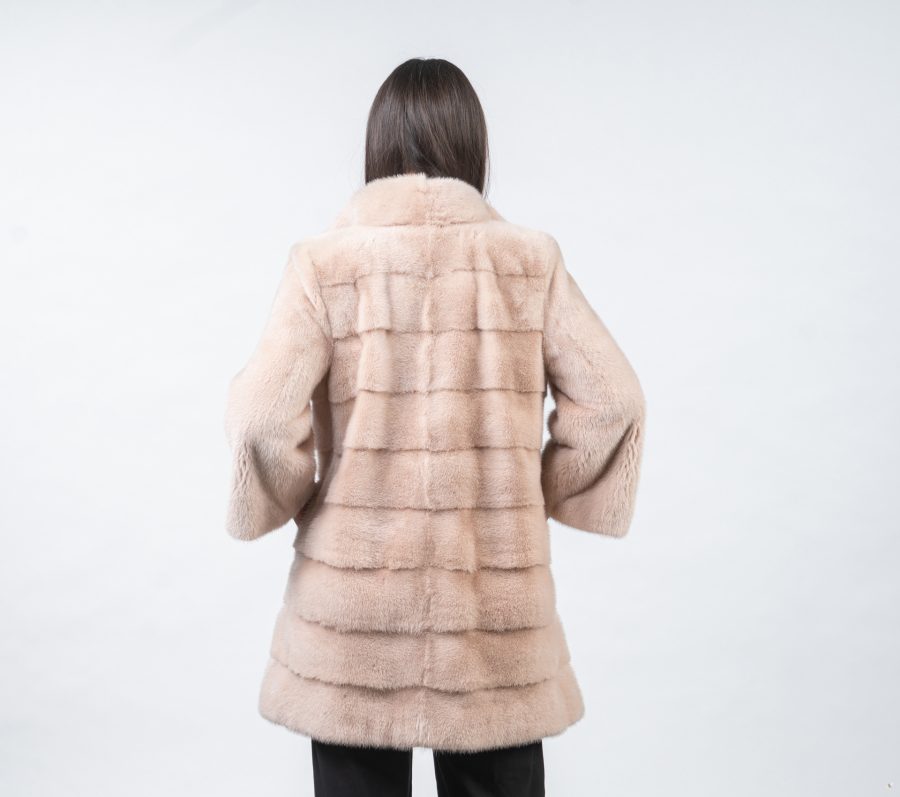 Horizontal Design Pale Rose Mink Fur Jacket