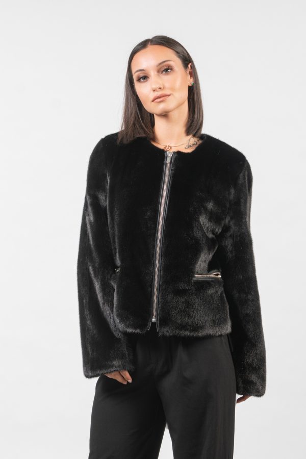 Black Short Mink Fur Jacket