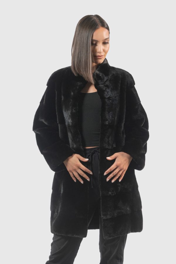 Blackglama Mink Fur Jacket With Short Collar