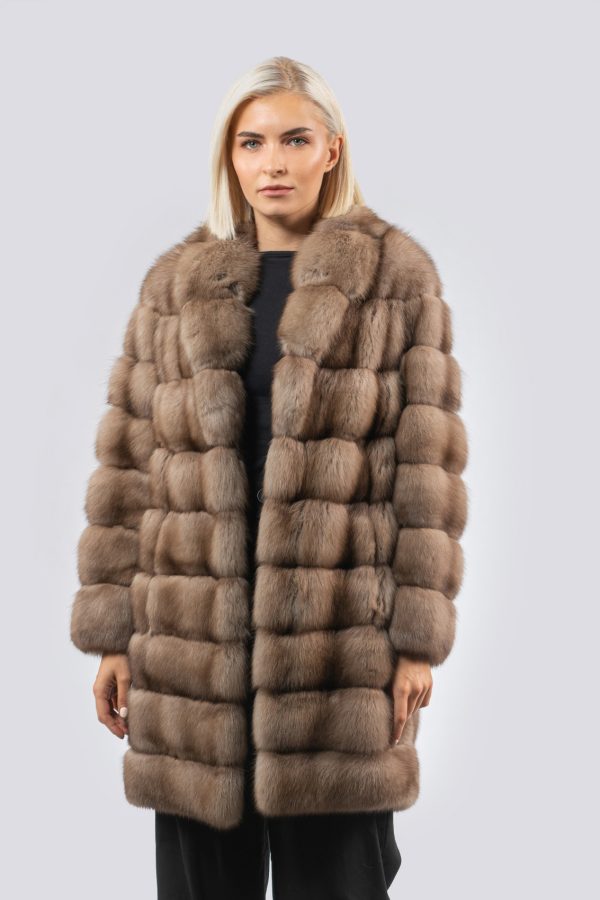 Neutral Color Sable Fur Jacket