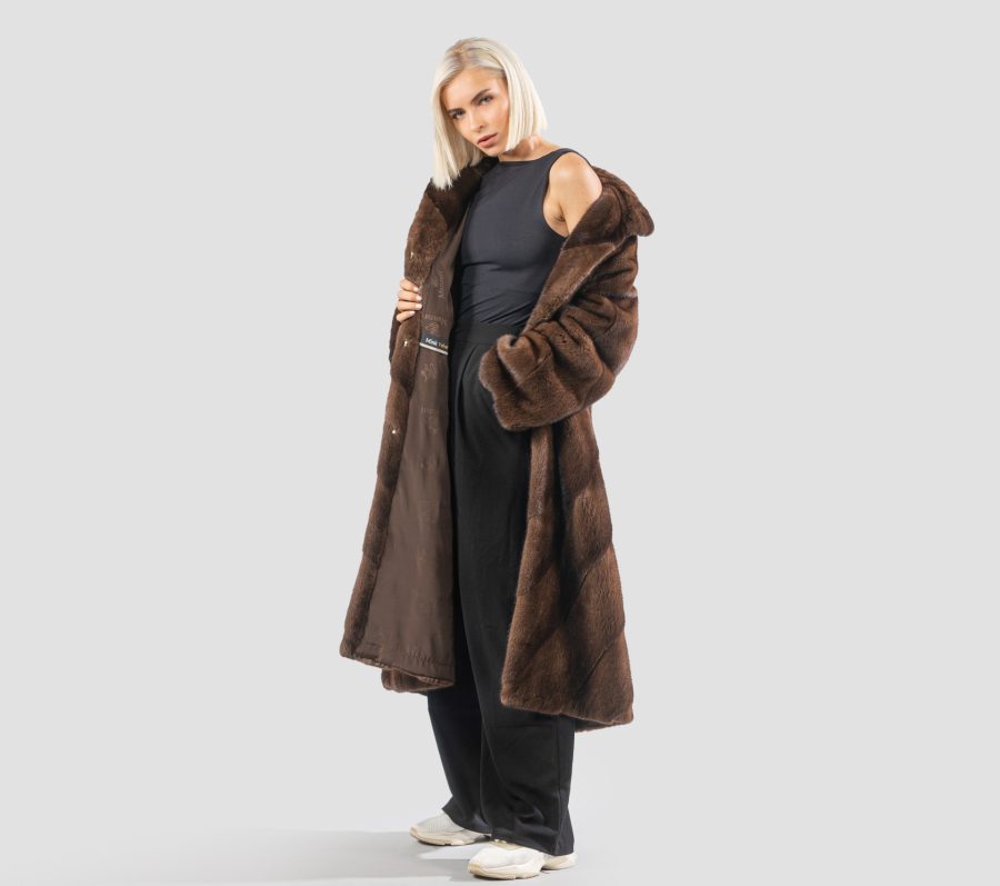 Brown Full Length Mink Fur Coat - 100% Real Fur - Haute Acorn