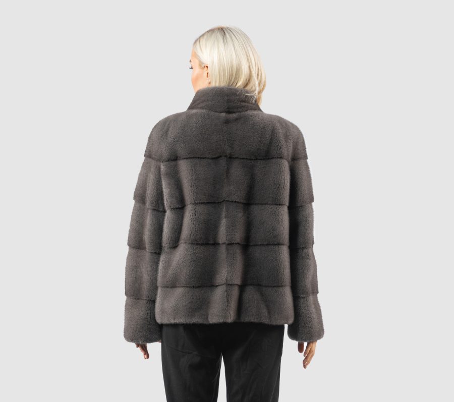 Short Stone Gray Mink Fur Jacket