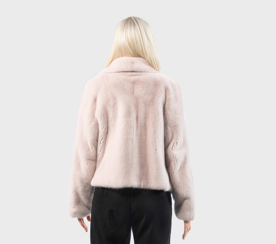 Zipper Light Pink Mink Fur Jacket